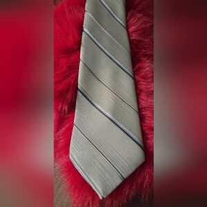 Elegant Tan Blue  Striped Tie Necktie